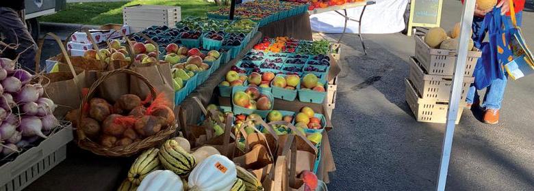 Puesto en el mercado de agricultores lleno de una gran variedad de verduras muy coloridas.